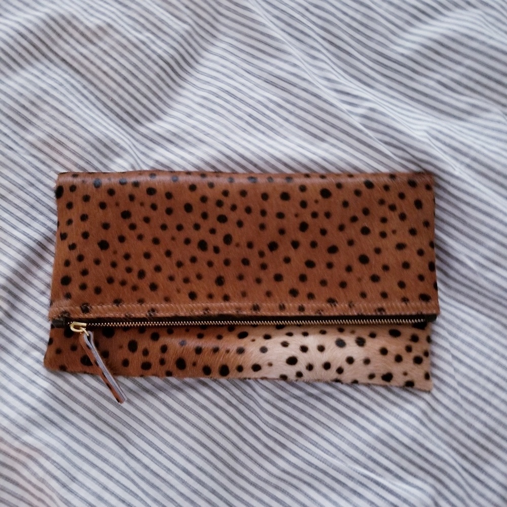 NWOT authentic leather leopard fold over clutch PRICE DRoP❤️